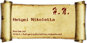 Hetyei Nikoletta névjegykártya